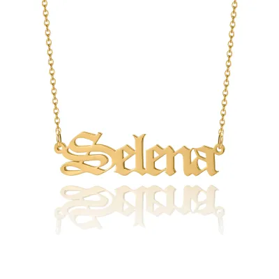 Custom Gothic Old English Name Necklace