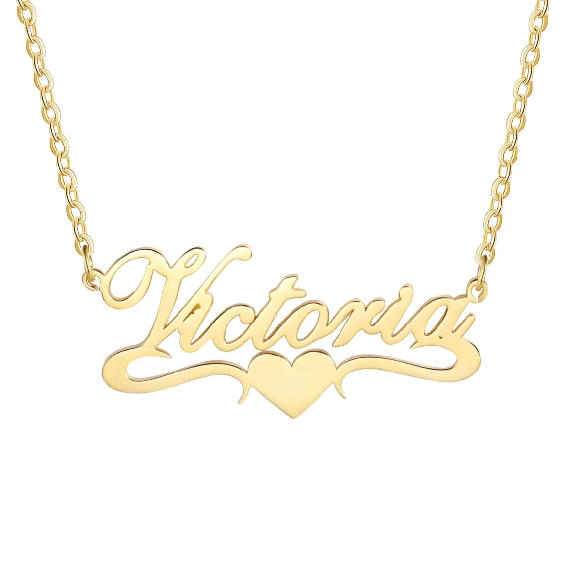 Custom Heart Accent Name Necklace
