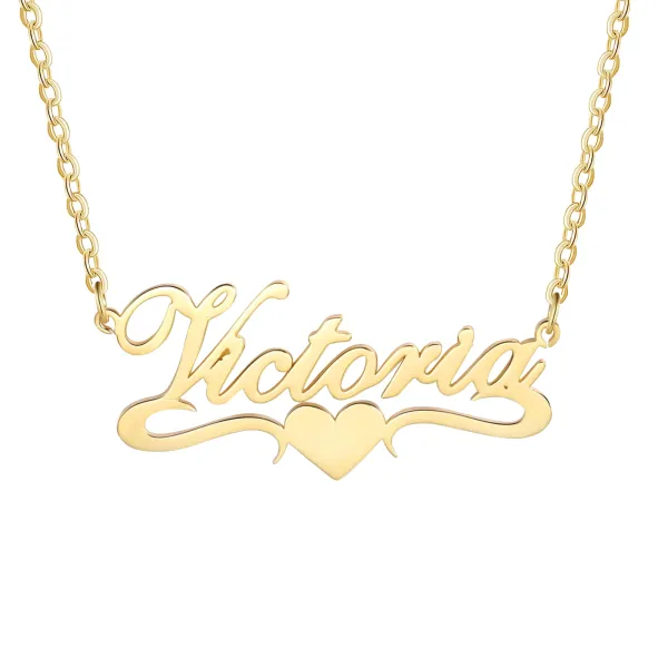 Custom Heart Accent Name Necklace