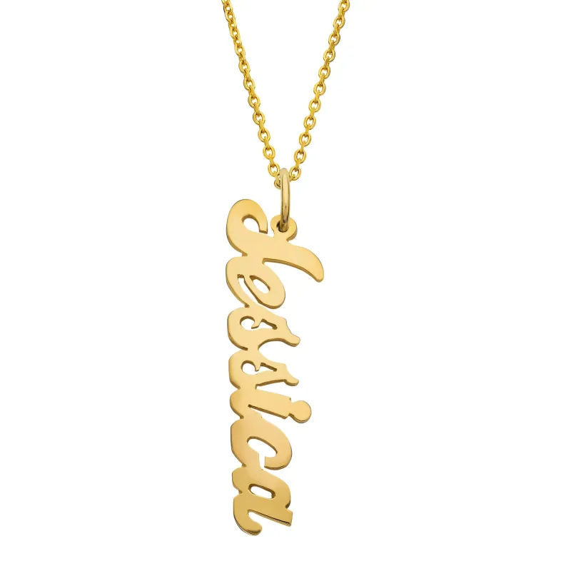Vertical Bold Script Name Necklace