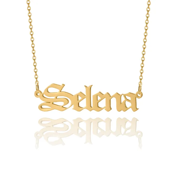 Custom Gothic Old English Name Necklace